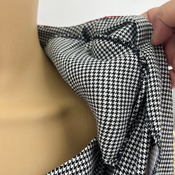 Positive Influence (12) DEADSTOCK USA VINTAGE 80s Black Red Houndstooth Dress - Picture 7 of 10